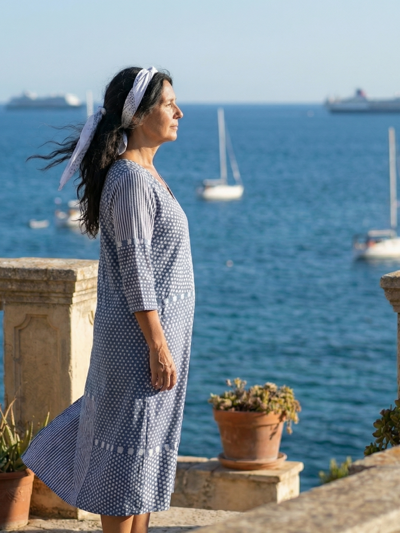 Nolan | Vestido Midi Patchwork Entallado