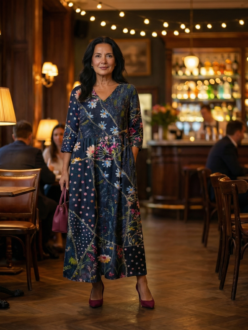 Zane | Vestido Midi Floral con Fruncido Fácil