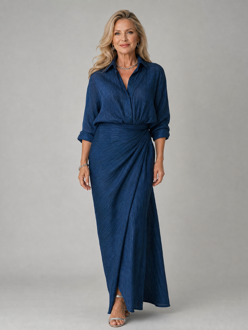 Mirque™ Vestido Maxi con Manga Larga y Frente Cruzado