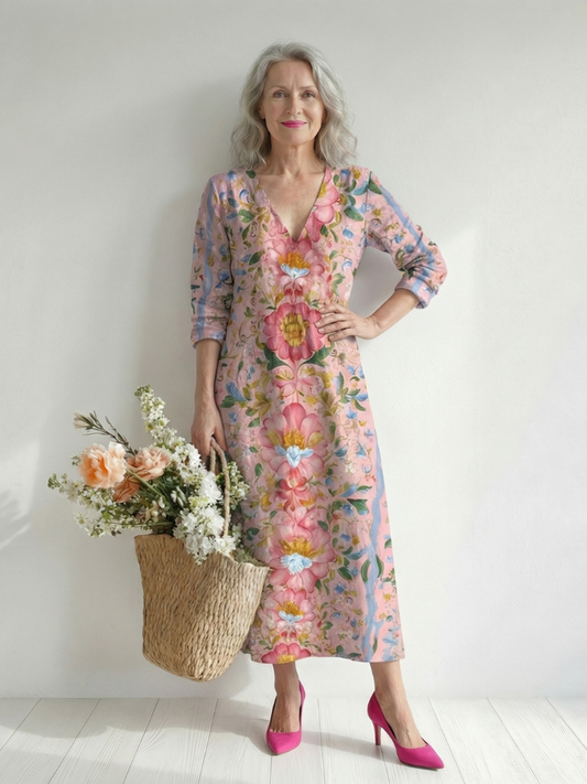 Julien | Vestido Midi Floral de Forma Ligera