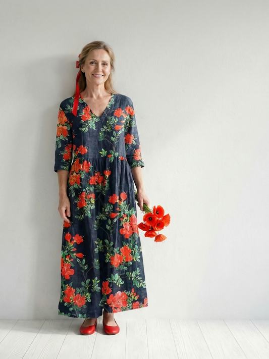 Cyrus | Vestido Midi Floral de Caída Serena