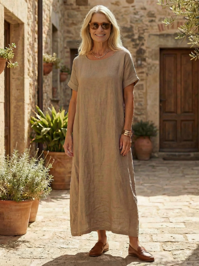 Rosaline | Vestido de Día Sencillo de Lino