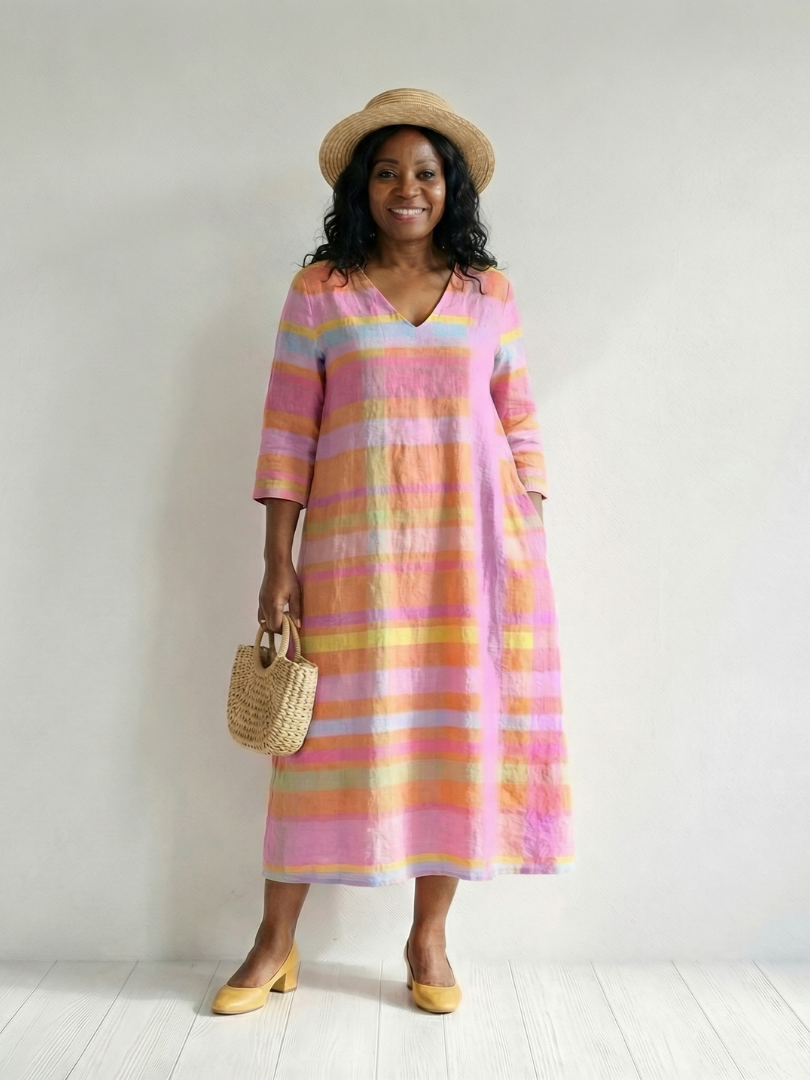 Tessa | Vestido Midi de Rayas y Caída Fácil