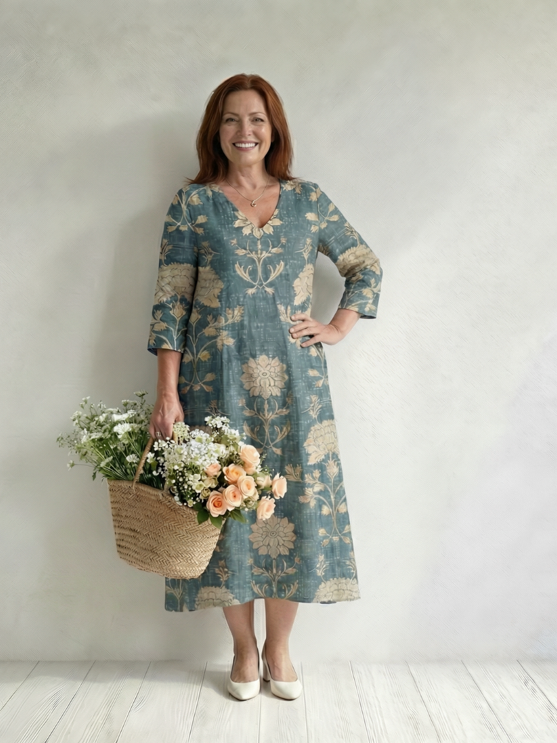 Skye | Vestido Midi Floral de Forma Suave
