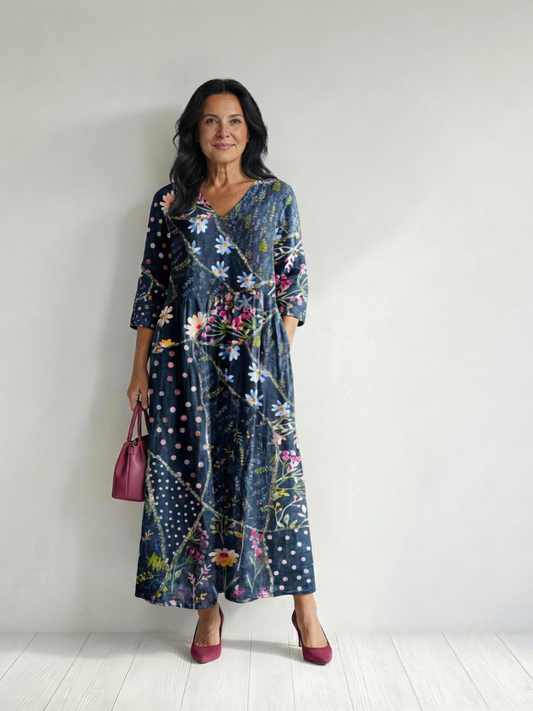 Zane | Vestido Midi Floral con Fruncido Fácil