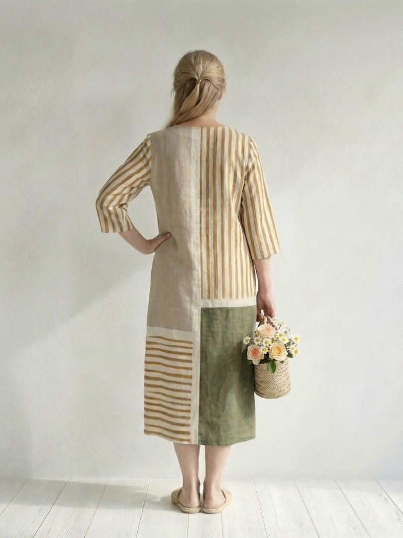 Soren | Vestido Midi de Rayas Mixtas Ligero