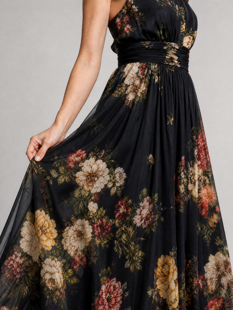 Sior™ Vestido Midi Floral con Cuello Halter