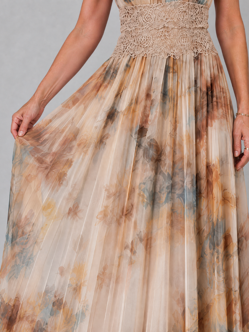 Elavenue™ Vestido Maxi con Cuello Halter y Cintura de Encaje