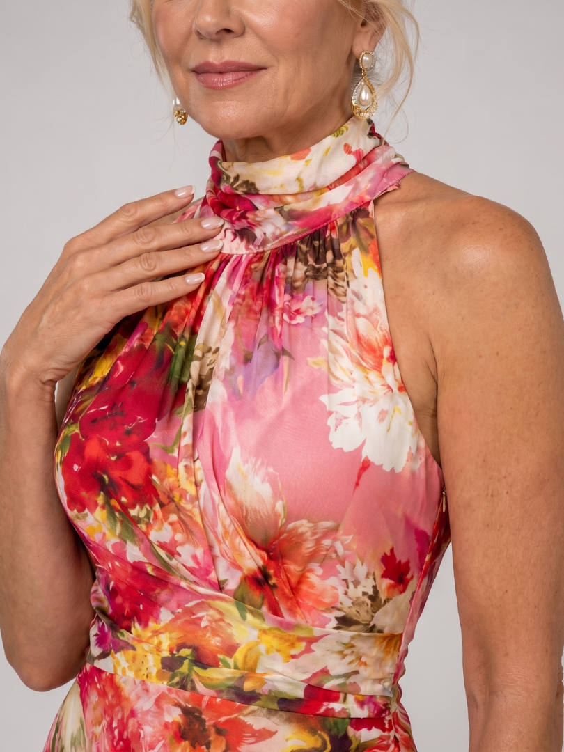 Elisabetta | Vestido Maxi con Estampado Floral y Cuello Halter