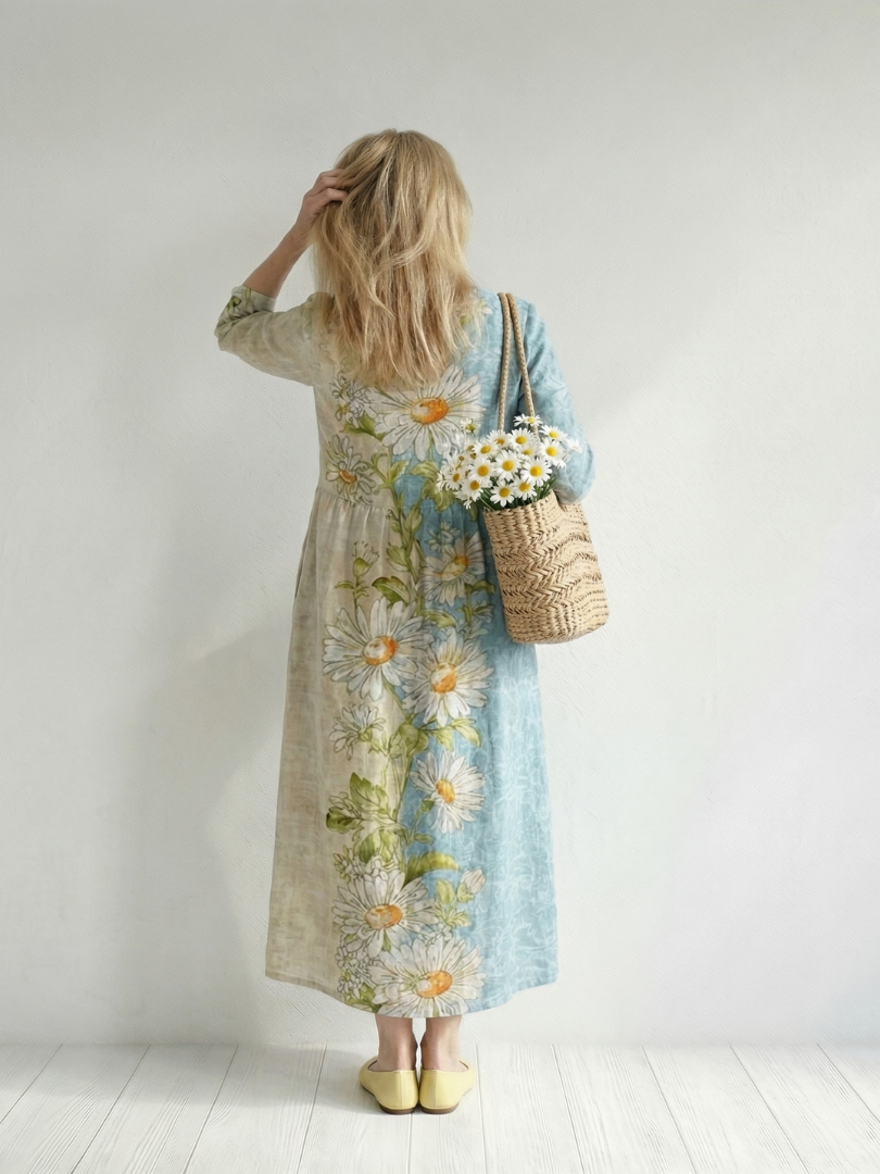 Elliot | Vestido Midi con Margaritas Ligero