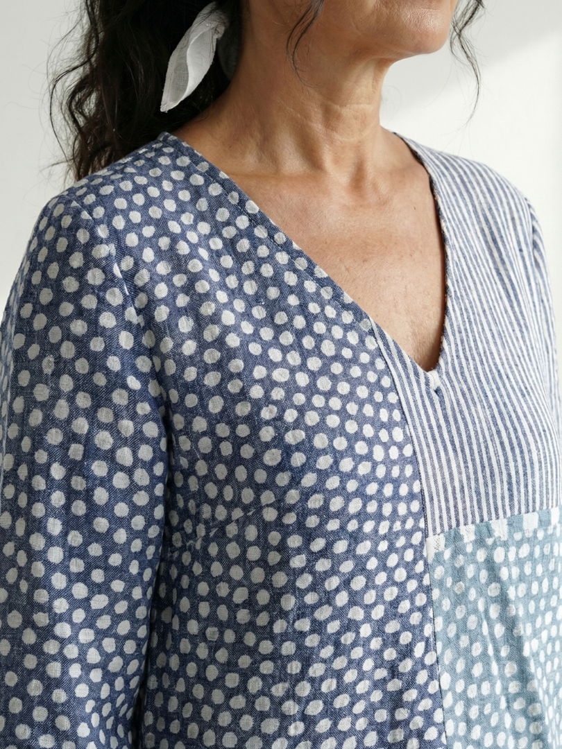 Nolan | Vestido Midi Patchwork Entallado