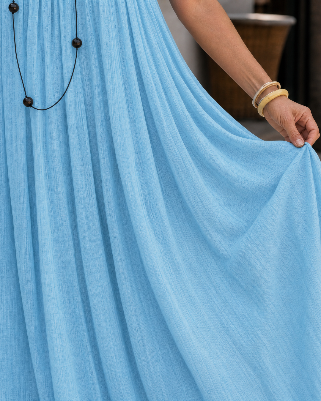 Amener | Vestido Midi Holgado Fluido, Sin Mangas con Tirantes