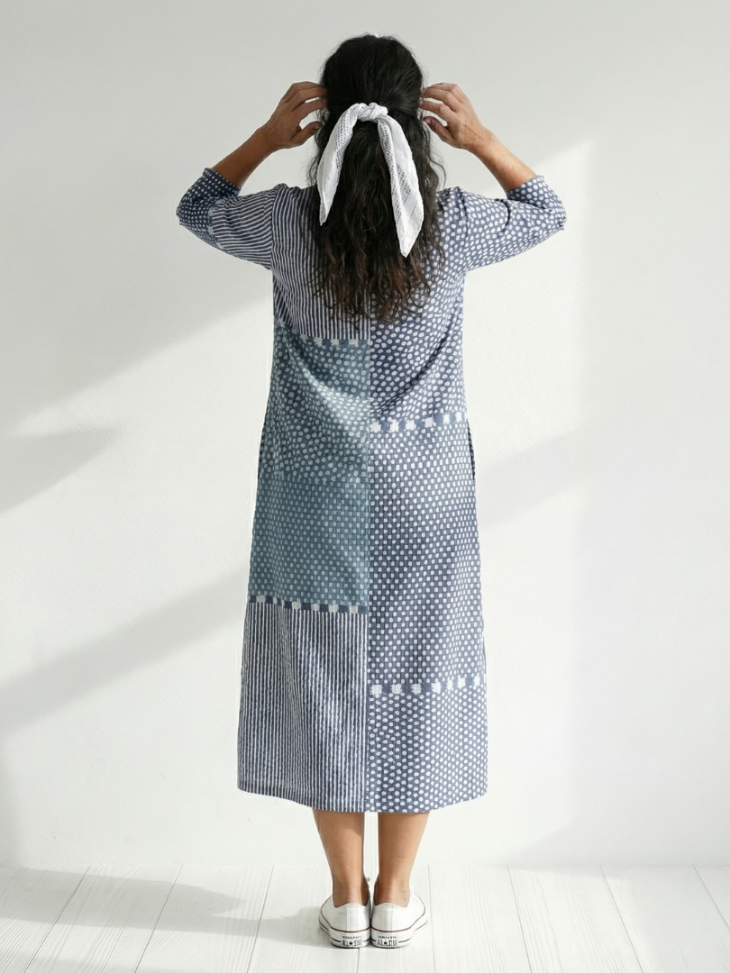 Nolan | Vestido Midi Patchwork Entallado