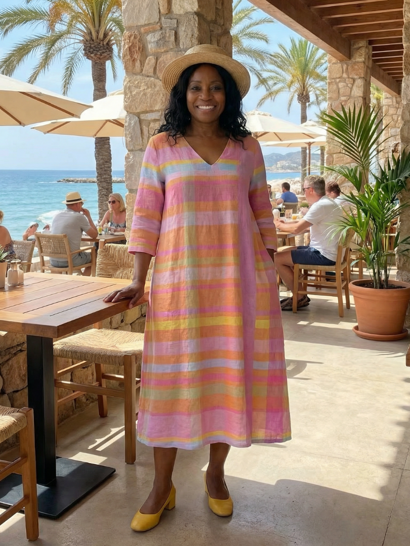 Tessa | Vestido Midi de Rayas y Caída Fácil