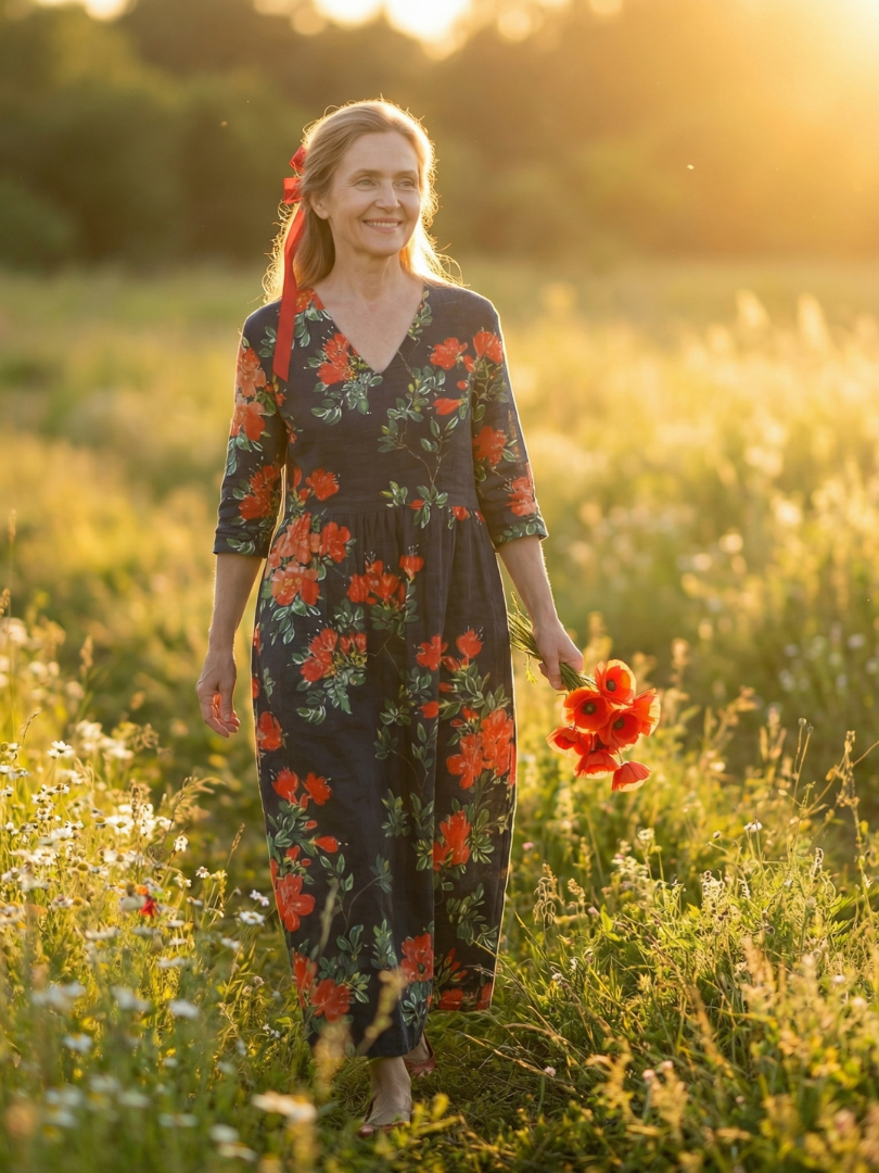 Cyrus | Vestido Midi Floral de Caída Serena