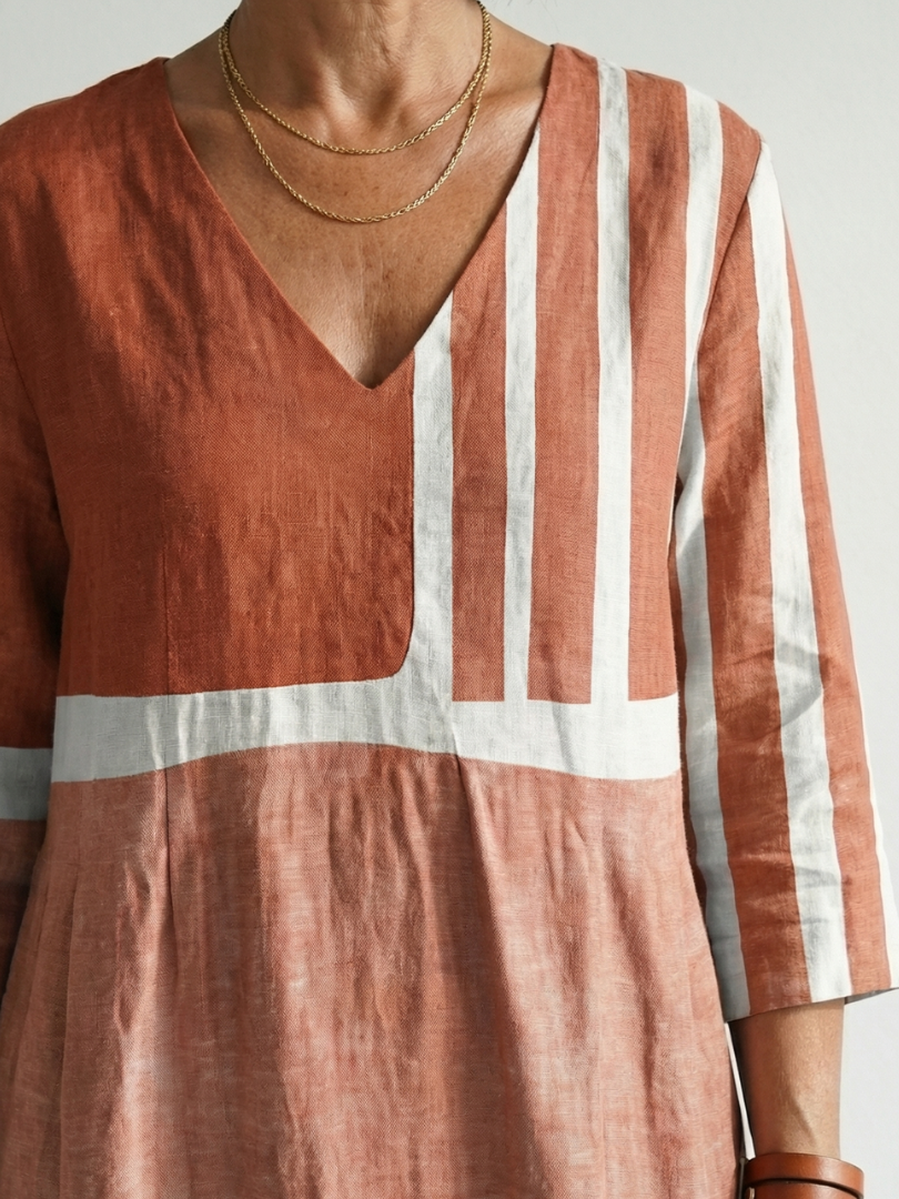 Remy | Vestido Midi Fácil de Rayas Combinadas