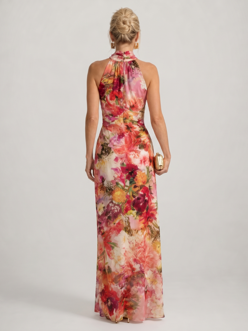 Elisabetta | Vestido Maxi con Estampado Floral y Cuello Halter