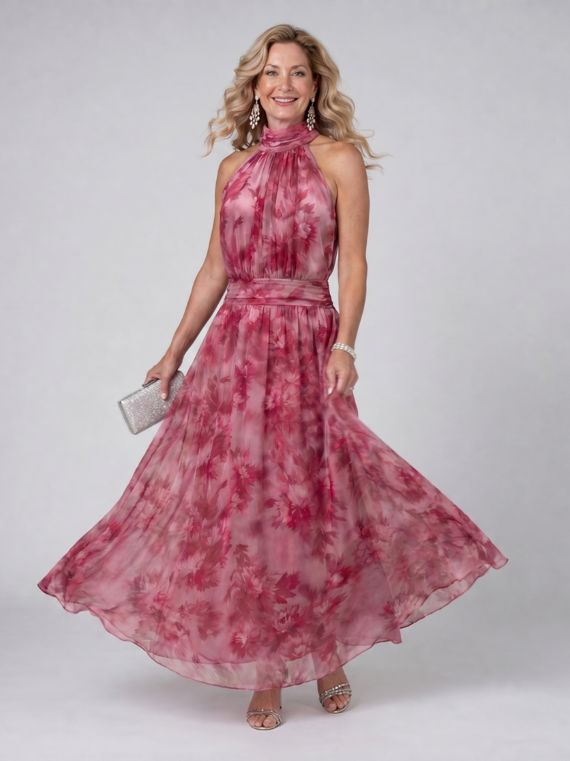 Avien™ Vestido Midi Suave con Cuello Halter