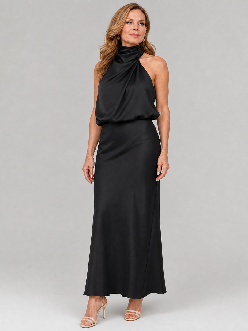 Nopal™ Vestido Midi Sin Mangas con Cuello Drapeado