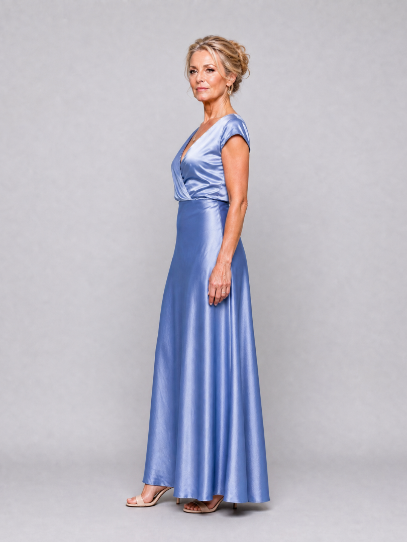 Samouse™ Vestido Maxi con Cuerpo Cruzado y Manga Corta