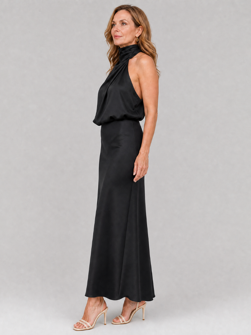 Nopal™ Vestido Midi Sin Mangas con Cuello Drapeado