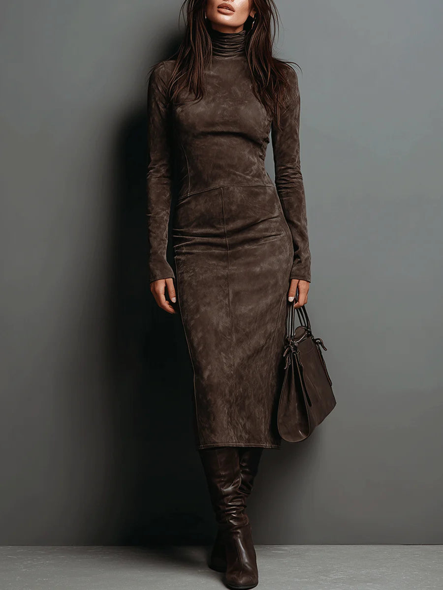 Adele | Vestido Maxi Elegante de Ante