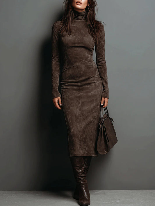 Adele | Vestido Maxi Elegante de Ante