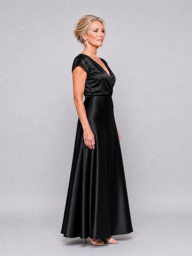 Samouse™ Vestido Maxi con Cuerpo Cruzado y Manga Corta