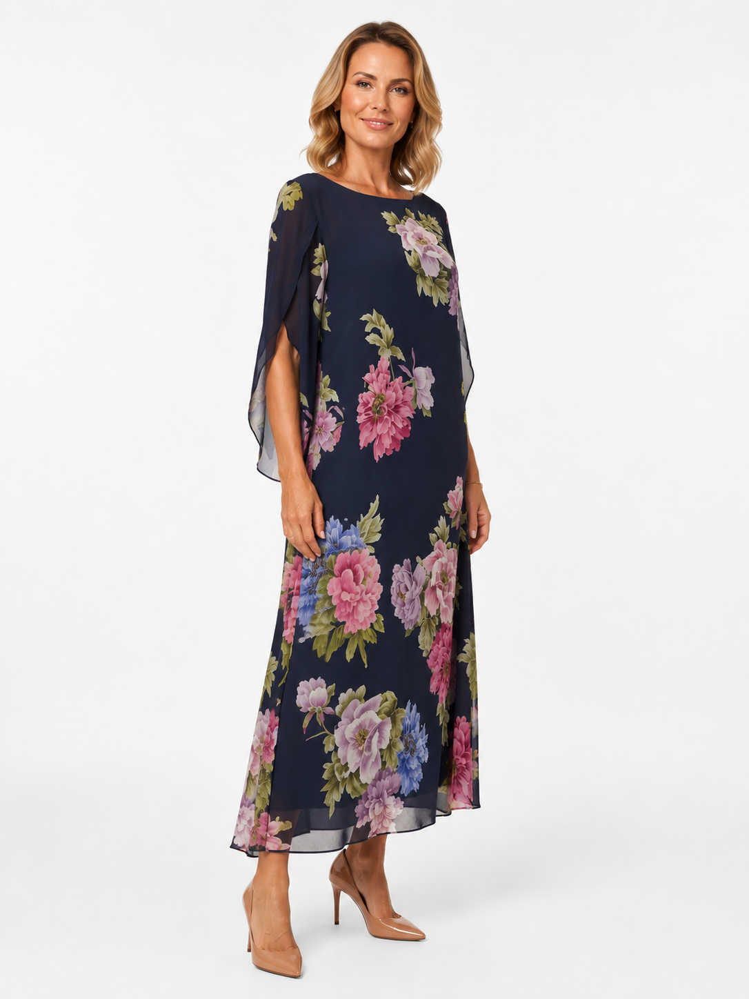 SAVIRA | Vestido Maxi Estampado Floral en Chifón Ligero