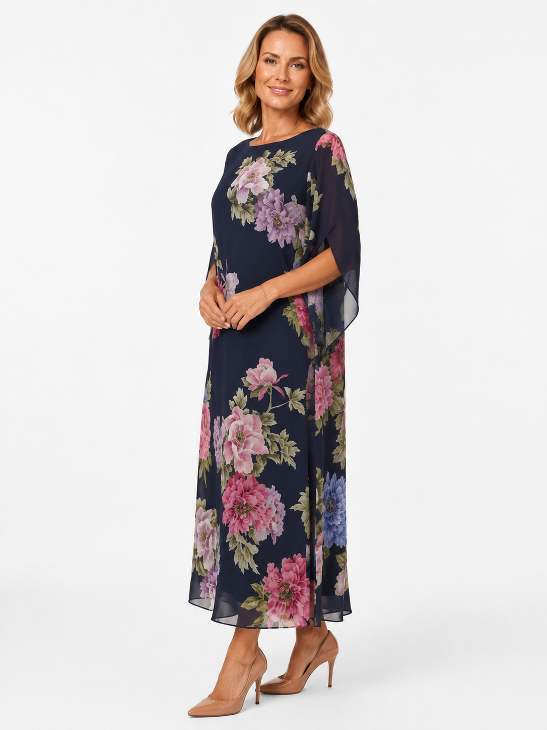 SAVIRA | Vestido Maxi Estampado Floral en Chifón Ligero