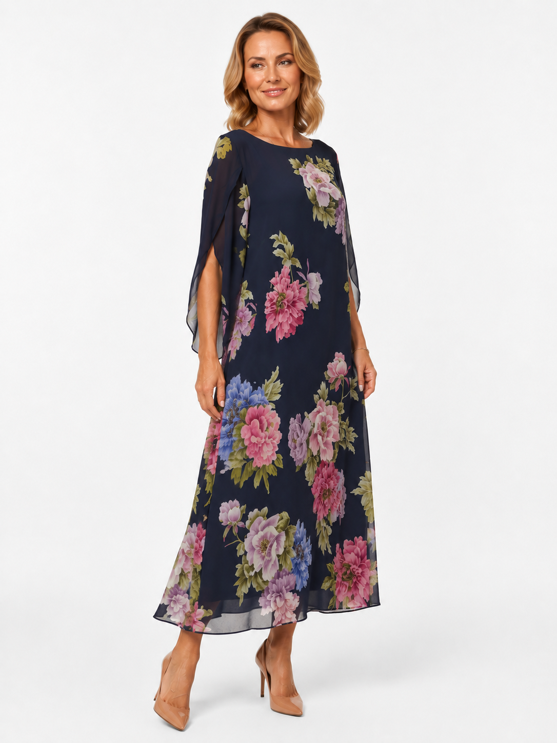 SAVIRA | Vestido Maxi Estampado Floral en Chifón Ligero
