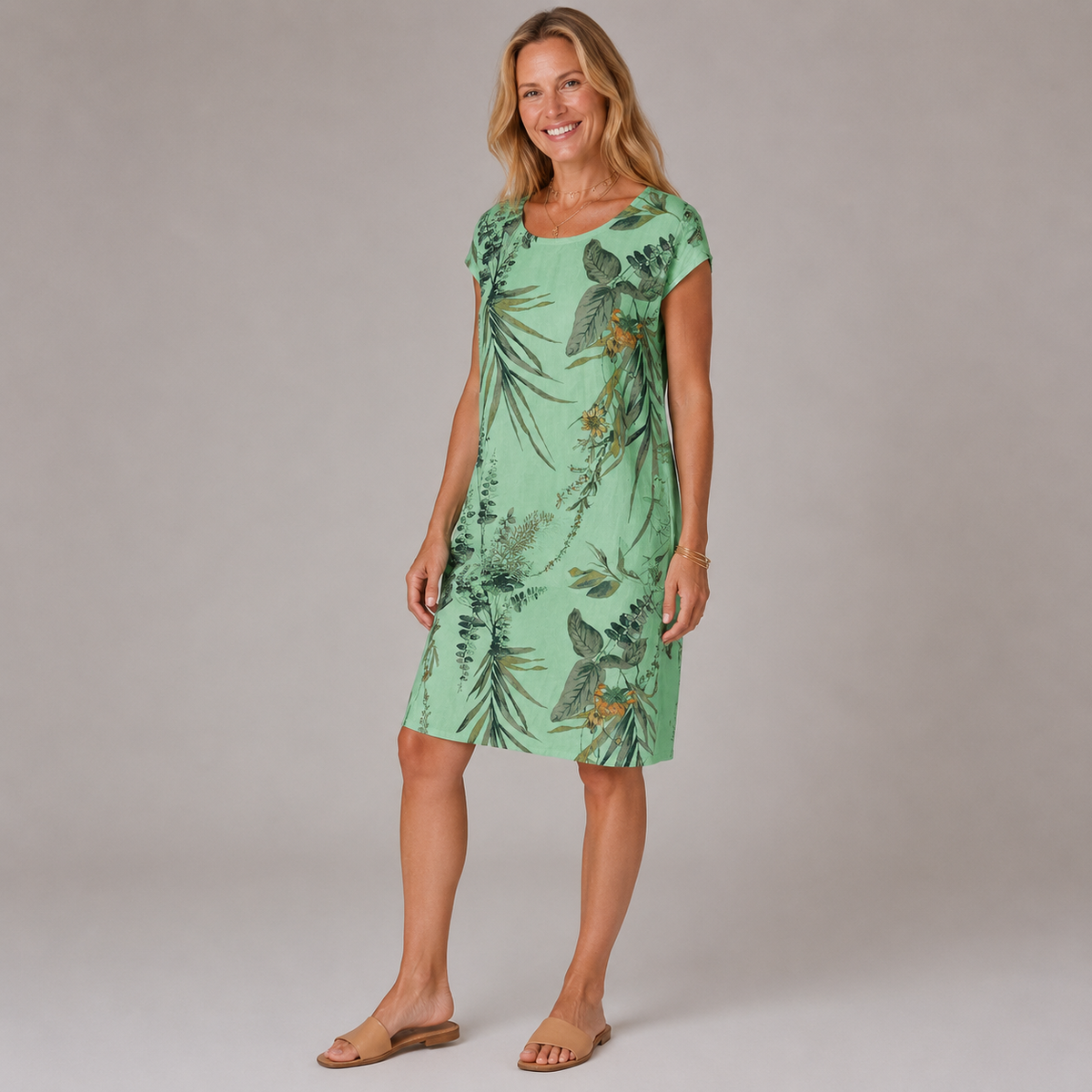 LORETTA | Vestido Camiseta con Estampado Tropical