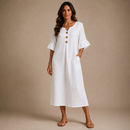 VANESA | Vestido Midi con Detalle de Botones