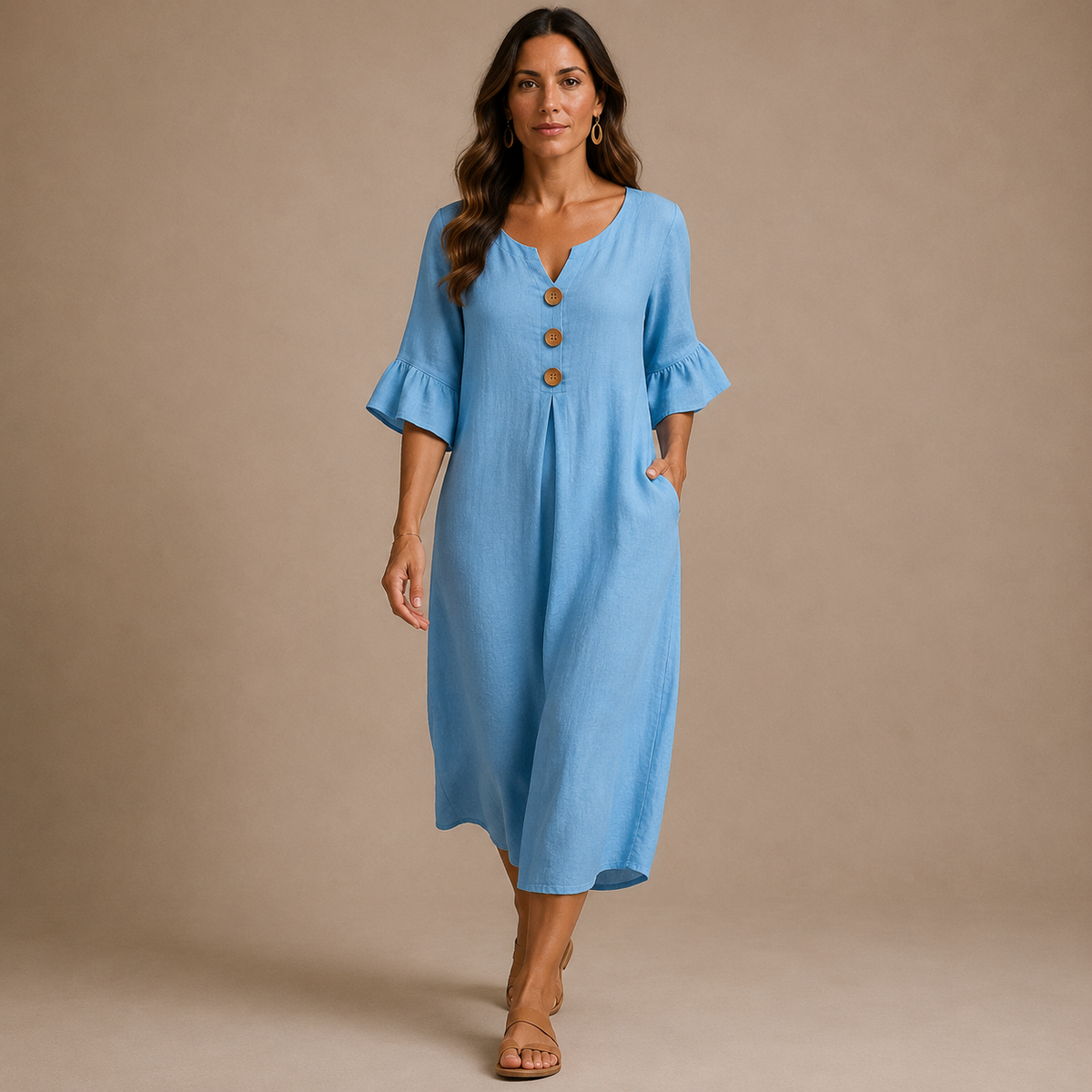 VANESA | Vestido Midi con Detalle de Botones