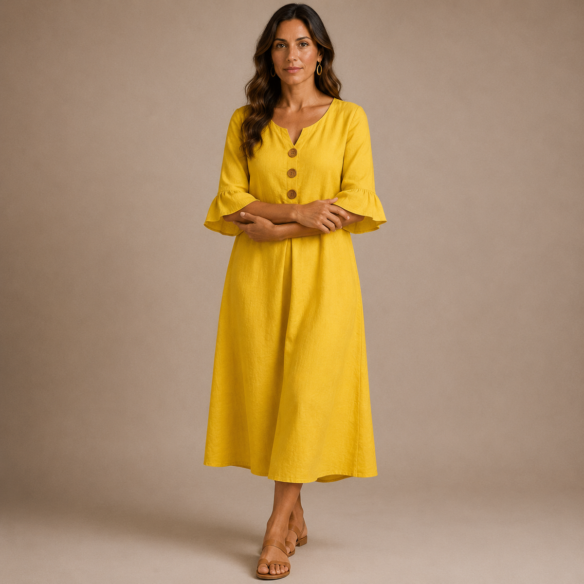 VANESA | Vestido Midi con Detalle de Botones