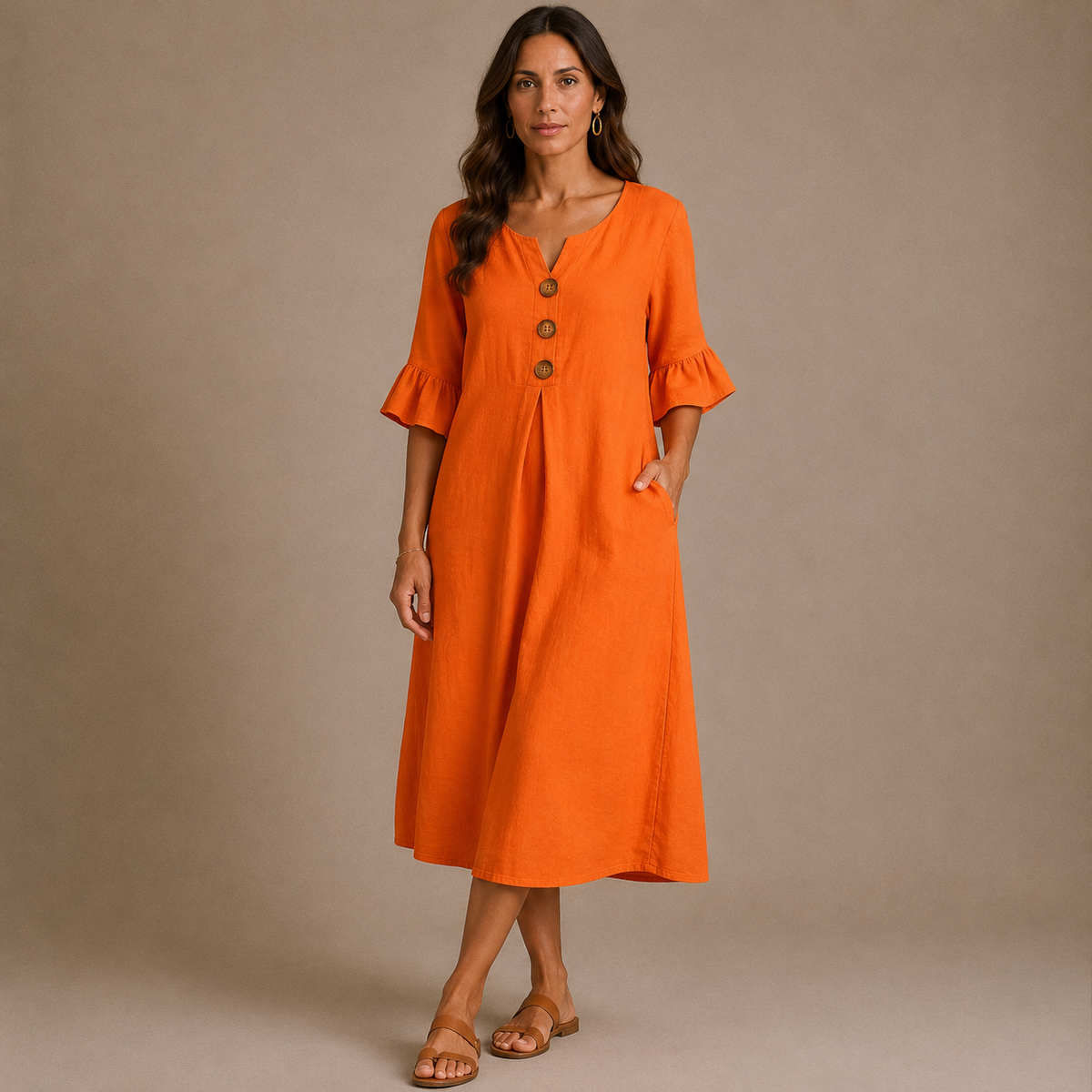 VANESA | Vestido Midi con Detalle de Botones