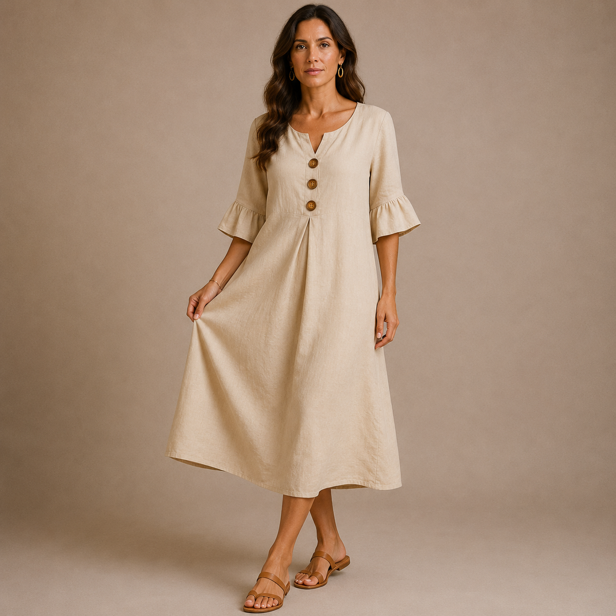 VANESA | Vestido Midi con Detalle de Botones
