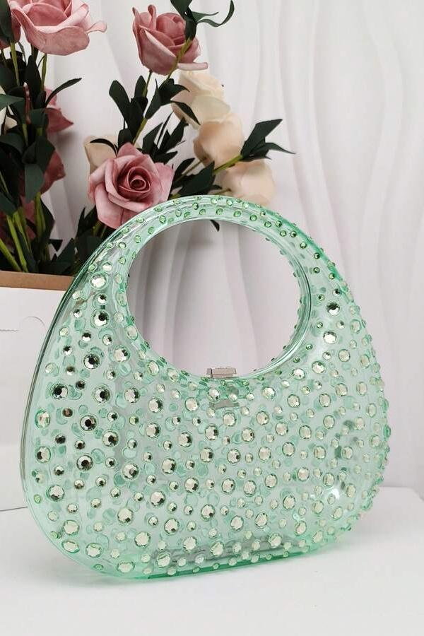 Bolso de Mano de Acrílico con Diamantes