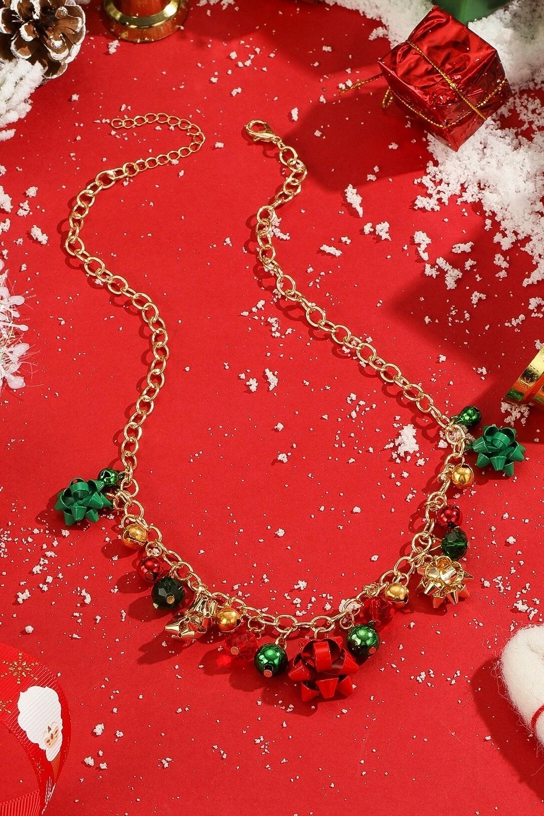 Collar Eileen de Flor y Cascabel Navideño