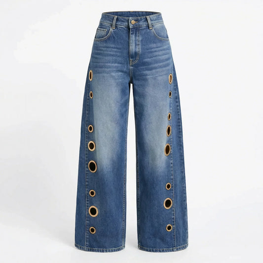 Jeans Luna Pierna Ancha con Recortes