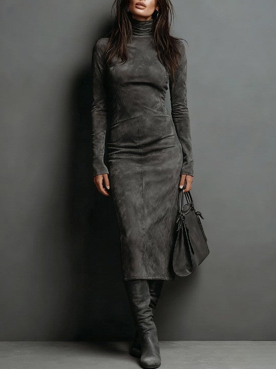 Adele | Vestido Maxi Elegante de Ante