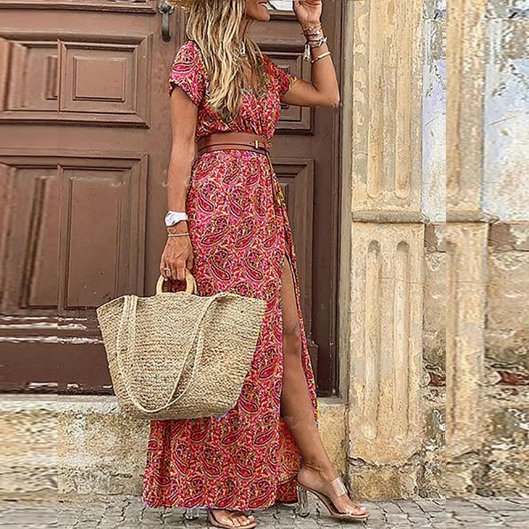 CASSIDY | Vestido Maxi Floral Boho para un Estilo Fluido de Verano